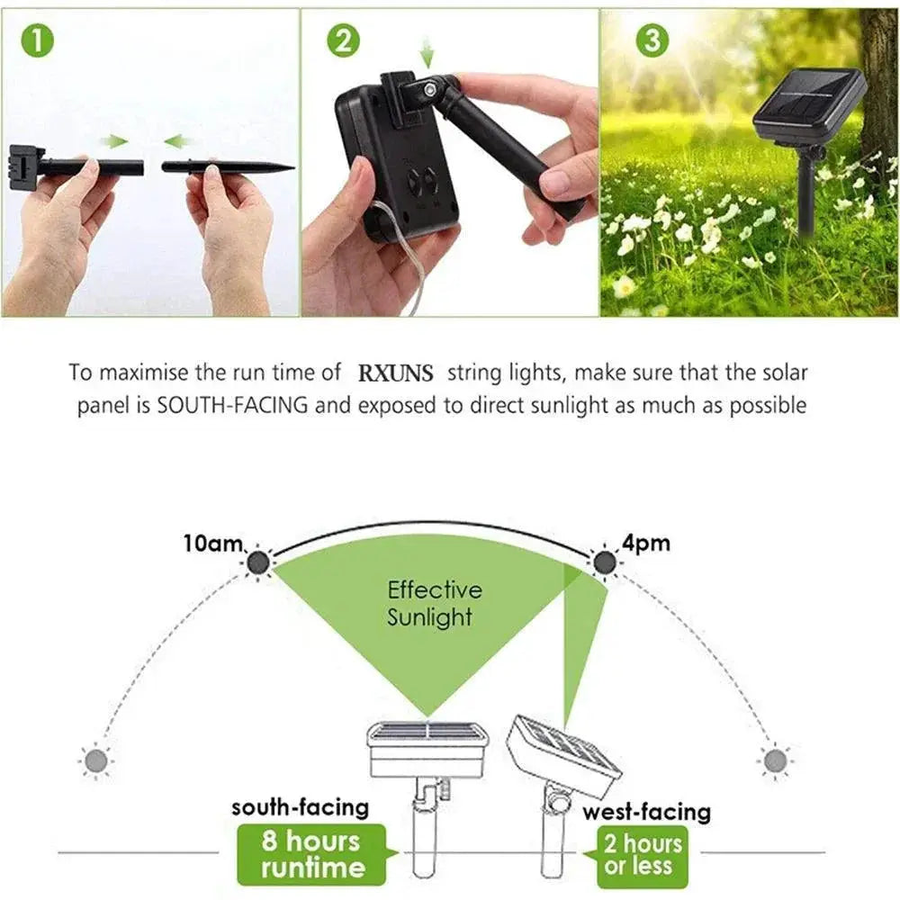 Bright Solar LED Fairy Lights Weatherproof Garden Decor