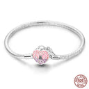 Sterling Silver Snake Chain Heart-shaped