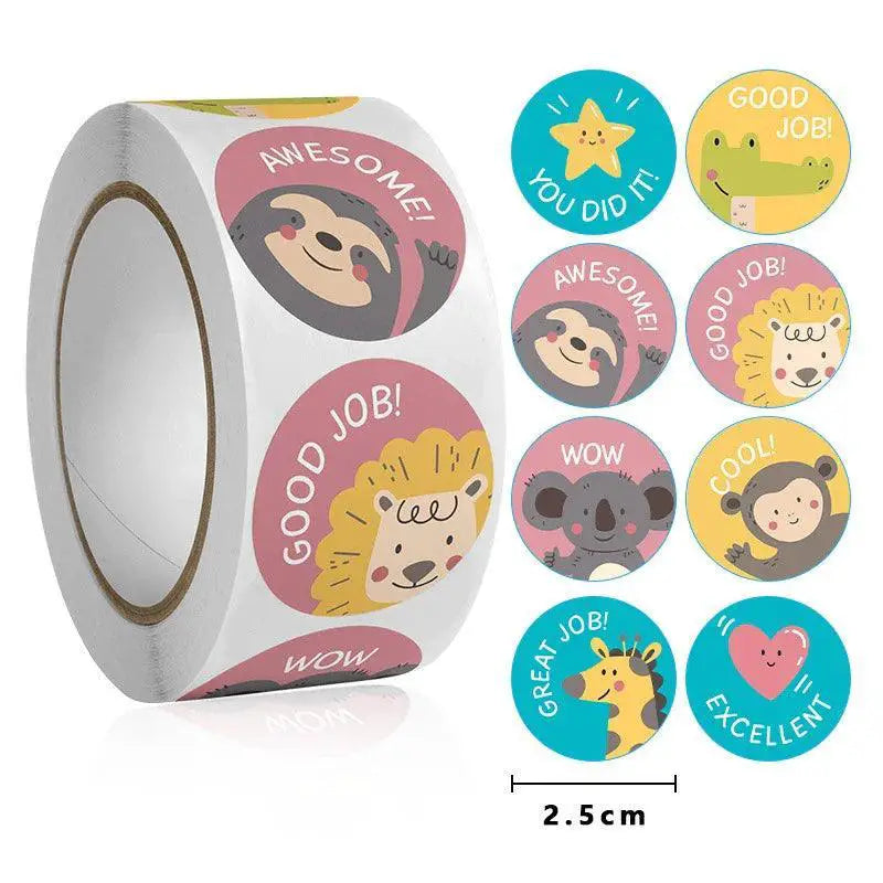 Colorful Cartoon Animal Stickers For Kids Rewards Pack