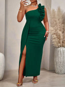 Plus Size Slit Evening Dress