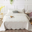 Nordic Embroidered Cotton Quilted Bedspread Summer Throw