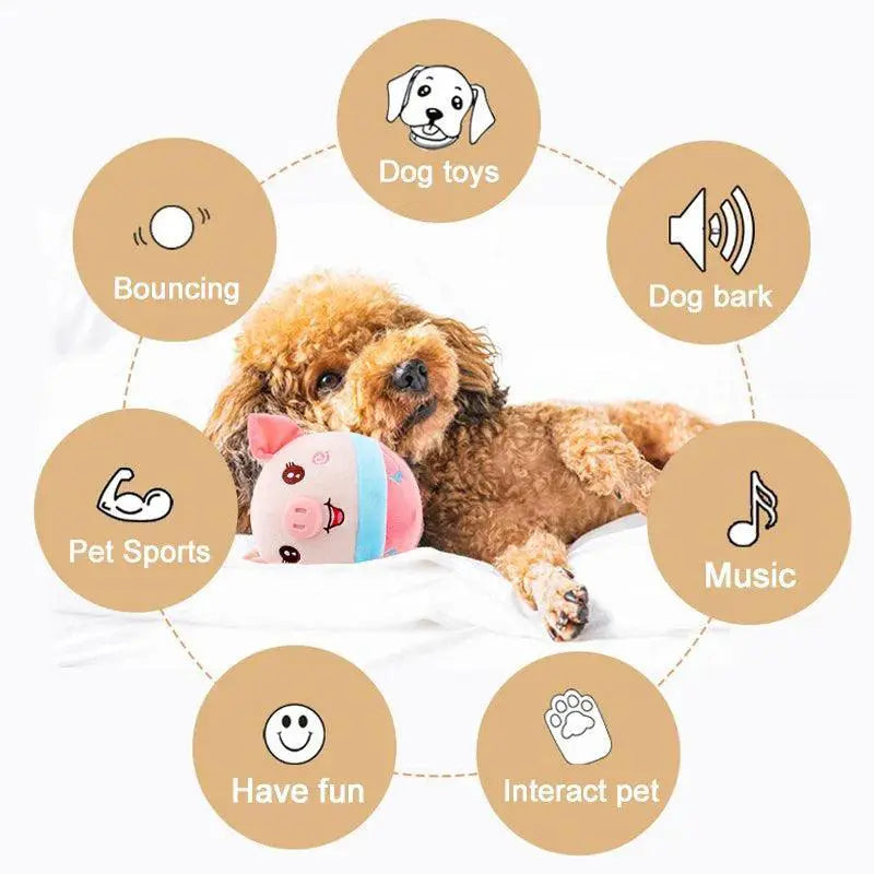 Dog Interactive Plush Toy Ball USB Rechargeable Washable
