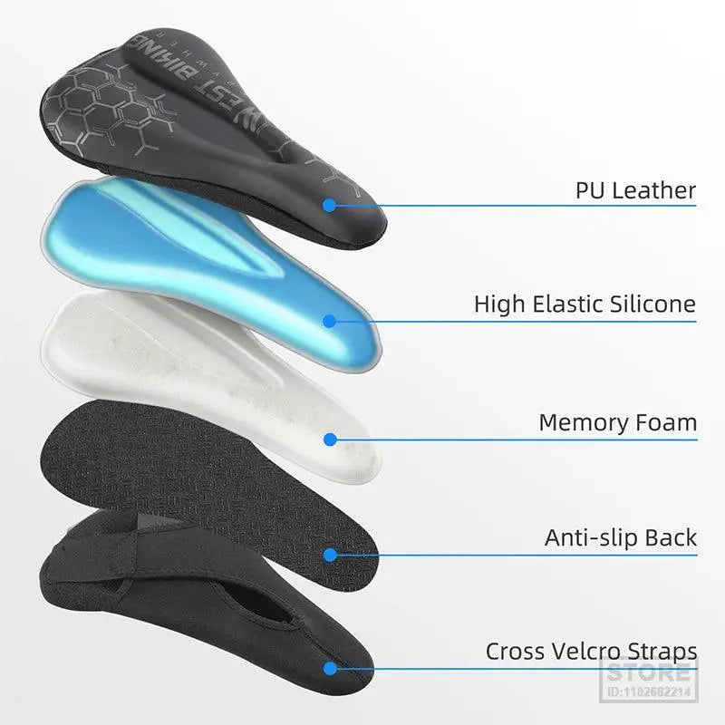 Gel Memory Foam Waterproof Bike Seat Cover for Comfort