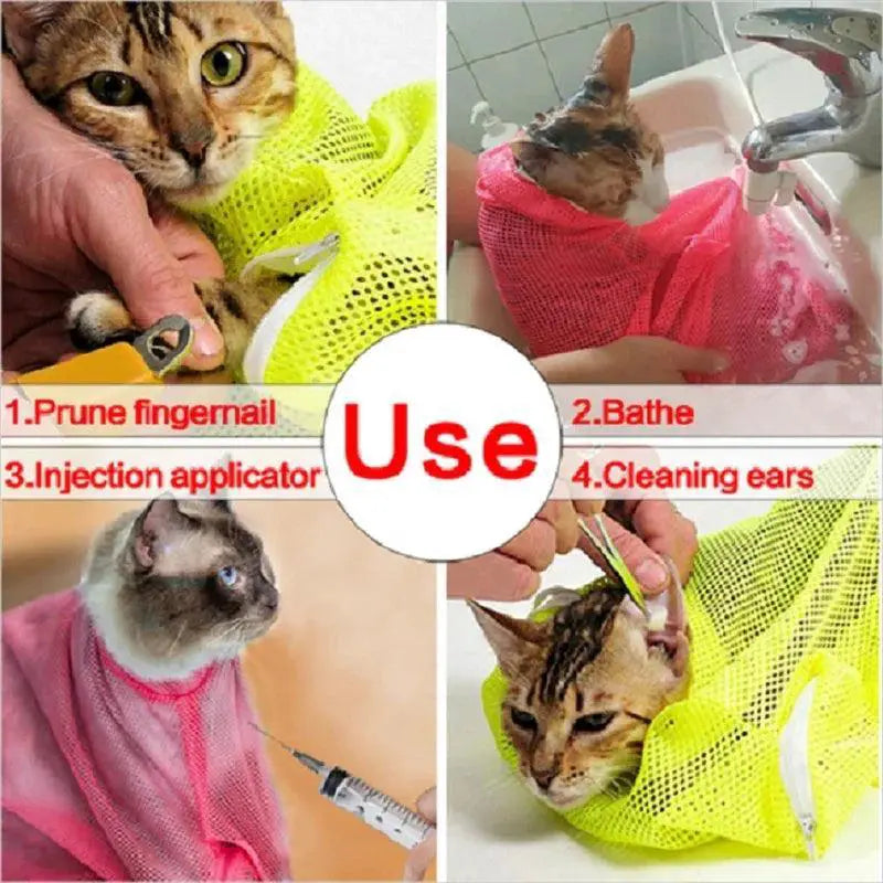 Mesh Cat Grooming Bath Bag Breathable Durable Restraint