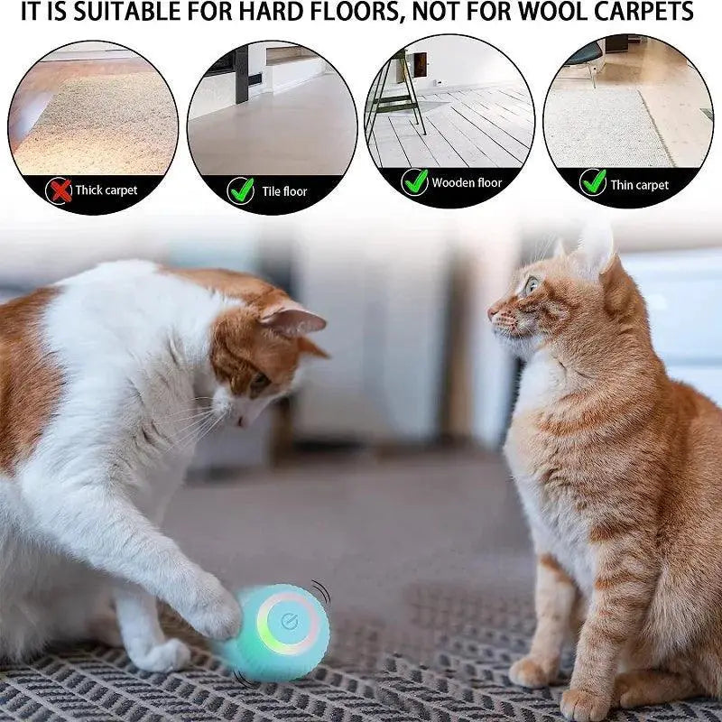 Electric Smart Cat Toy Interactive Rolling Kitten Ball Fun