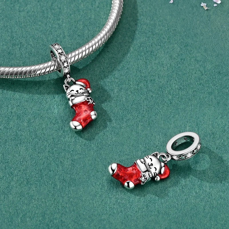 Silver Charm Pendant Christmas Stocking
