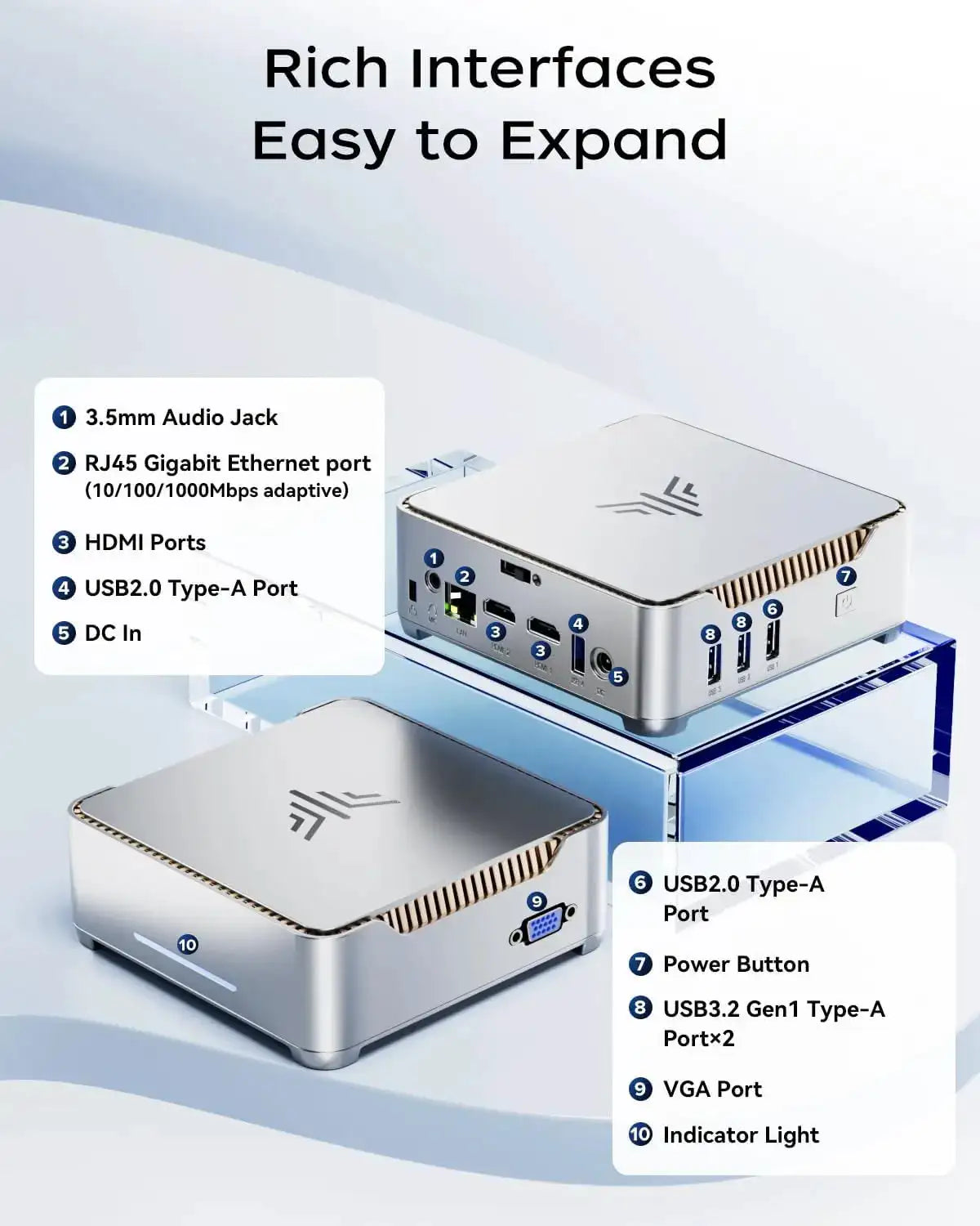 KAMRUI Mini PC Intel N5030 Up to 3.1GHz 8GB DDR4 512GB M.2 SSD 4K Triple Screen Mini Desktop Computer with UHD Graphics 605 Home