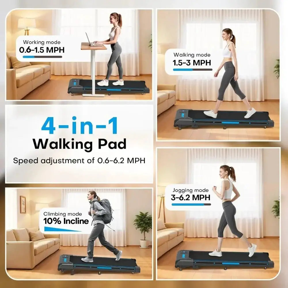 Under Desk Walking Pad with 9% Incline, 6.2MPH, 2.5HP Brushless Drive, 12 HIIT Programs, Remote Control, 330LBS Capacity