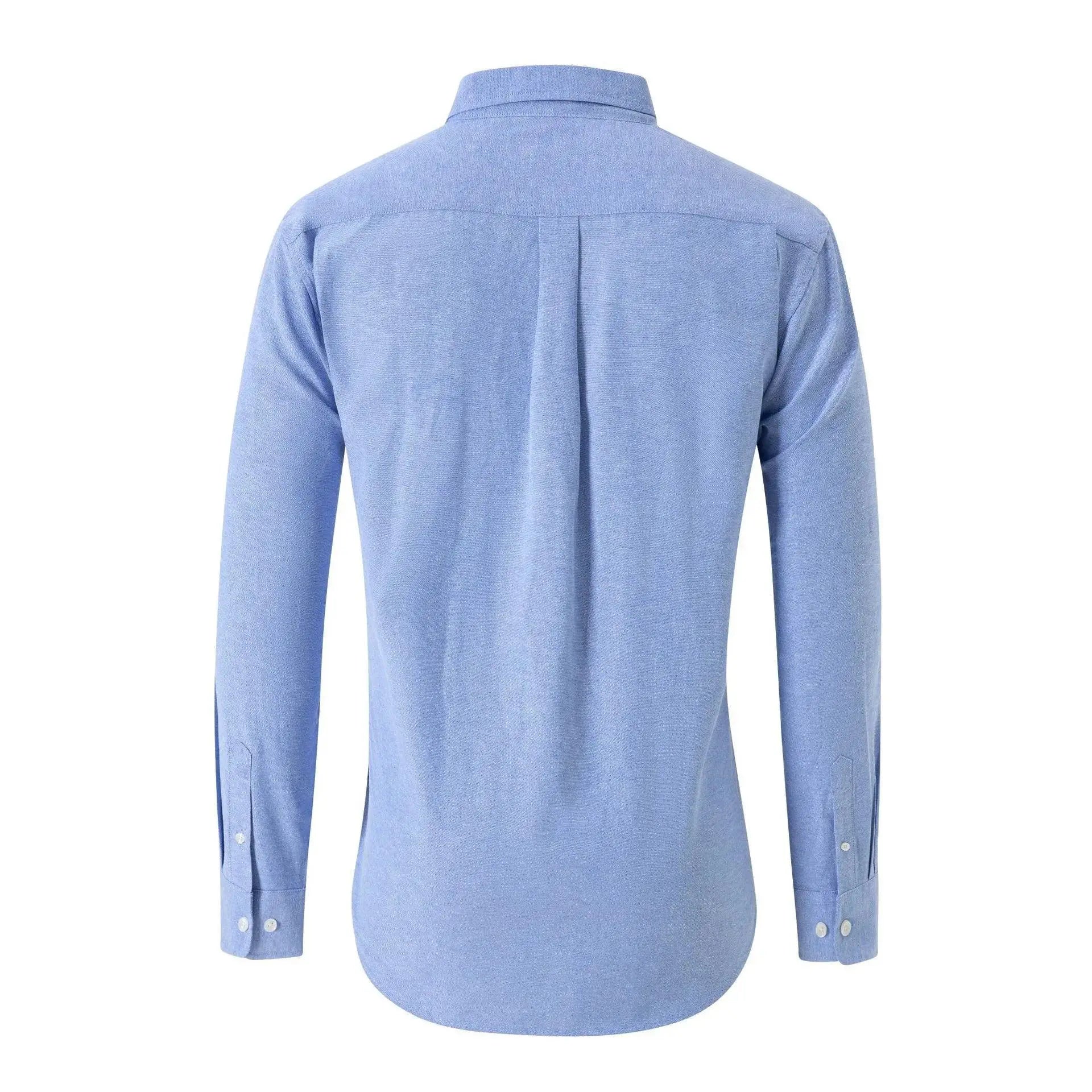 Mens Oxford Spun Shirt Zipper Long Sleeve Solid Color