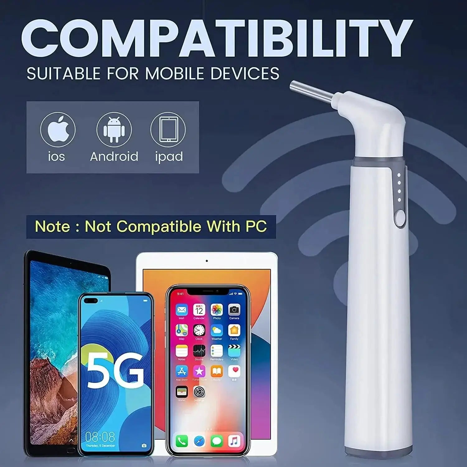 Wireless Otoscope HD WiFi Ear Camera With LED Lights