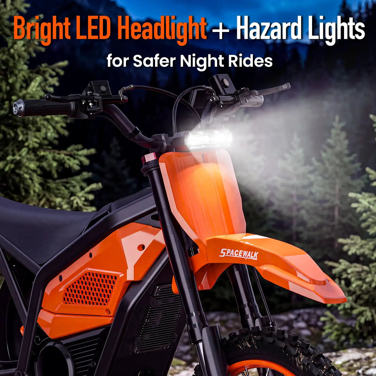 Spacewalk 3000W Electric Dirt Bike 60V 20.8Ah Removable Battery 37MPH 200N.M Torque 14"/12" Fat Tires Front/Rear Hydraulic Brakes LED Headlight Off-Road E-Moto UL2272 for Adults & Teens