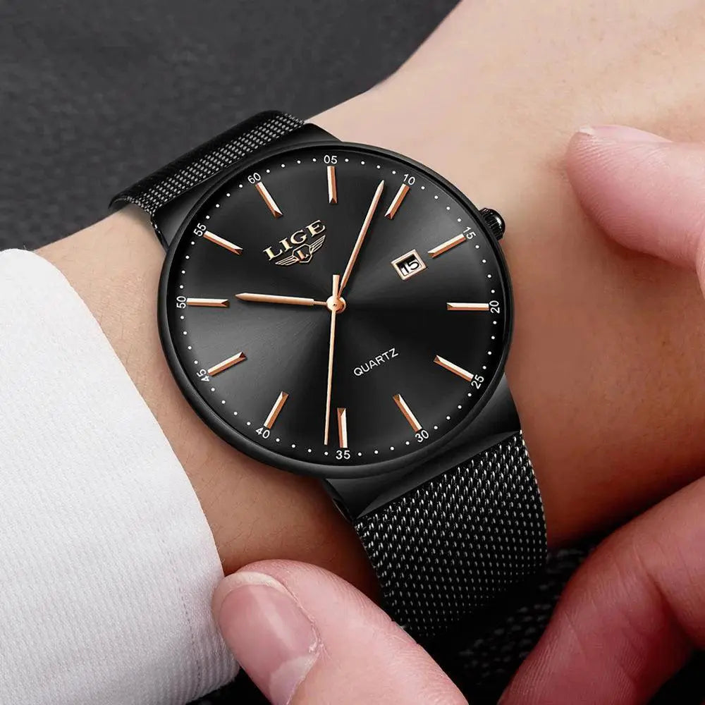 Lige Ultra Thin Mens Fashion Watch Quartz Elegant Design