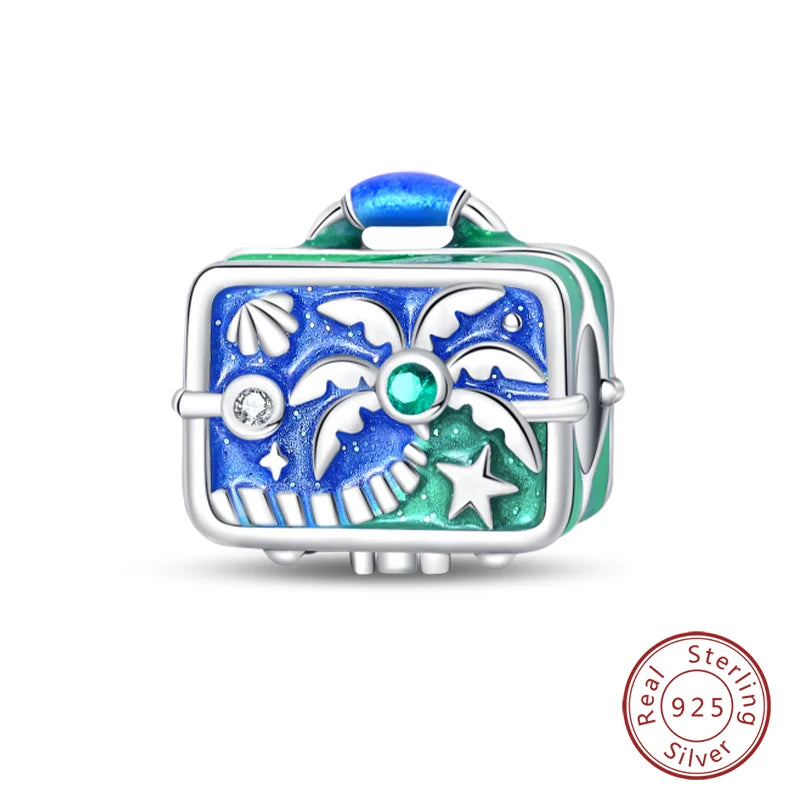 Sterling Silver Colorful Travel Luggage