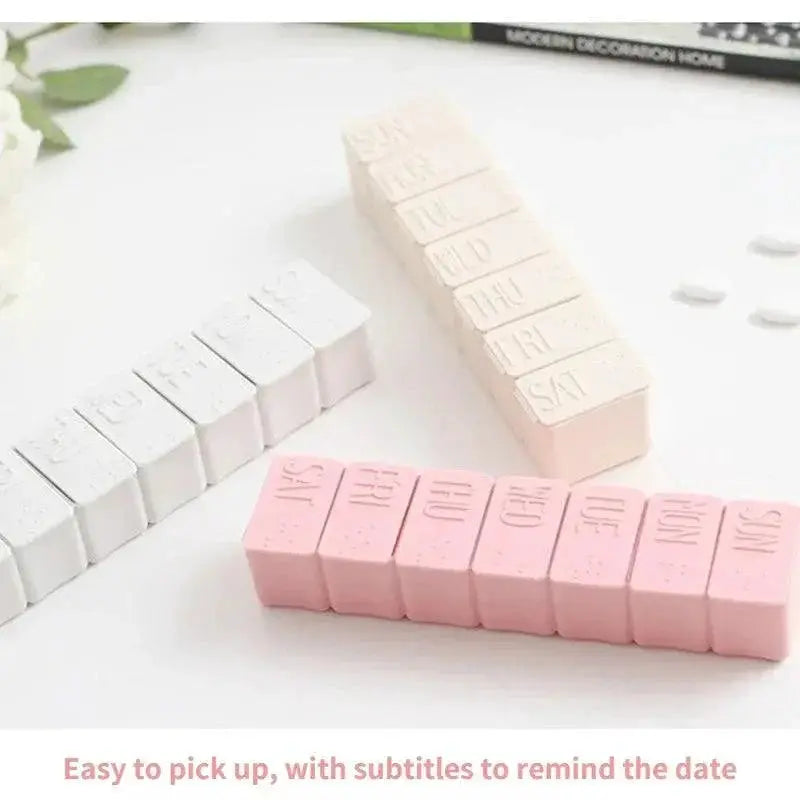 Travel Pill Box Braille Lettering Portable Medication Case