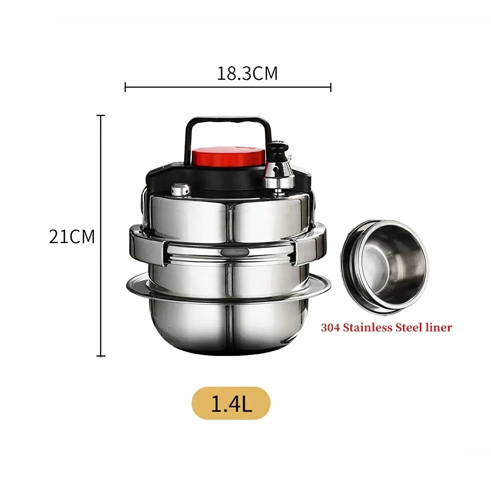Portable Mini Pressure Cooker 304 Stainless Steel Pot