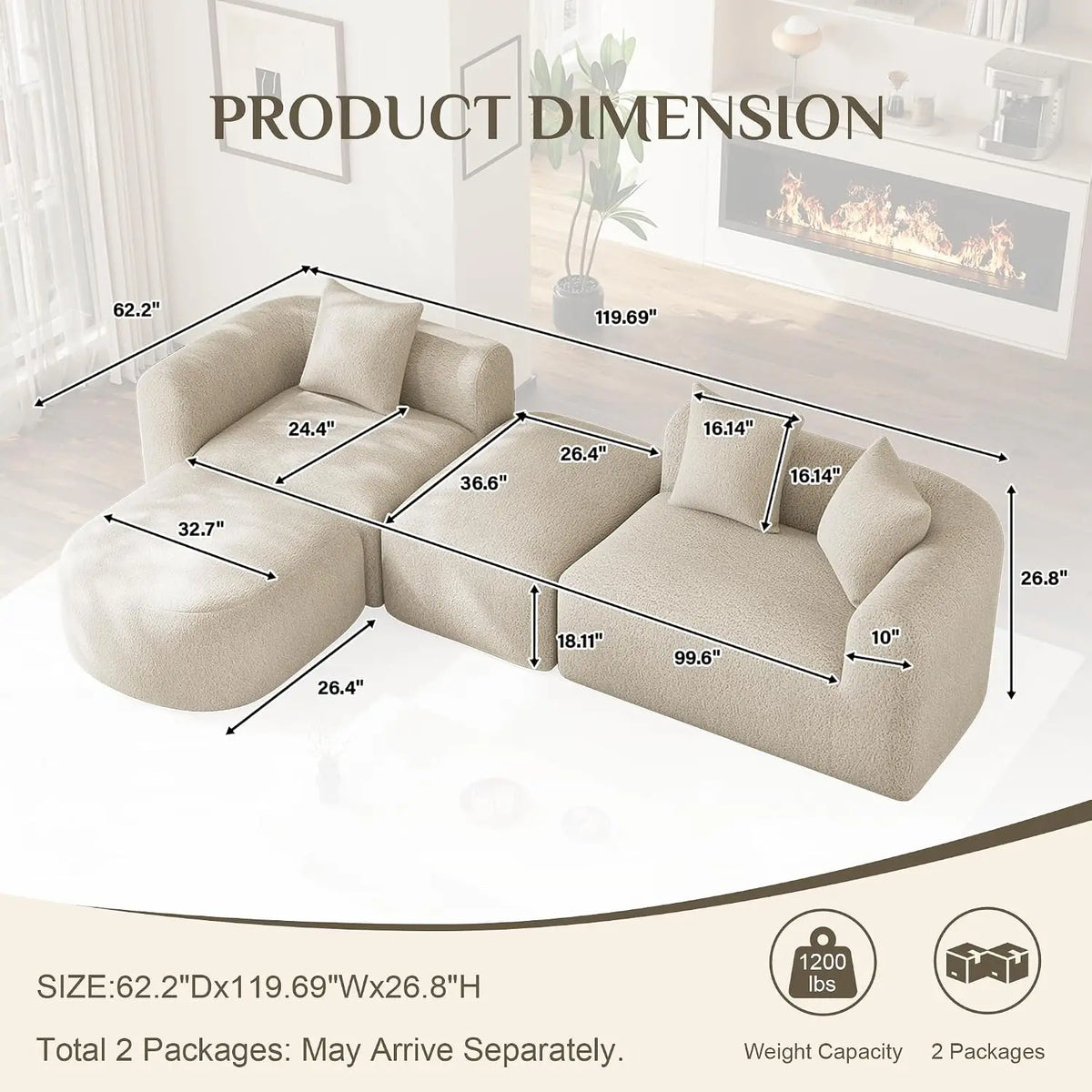 Curved Modular Upholstered Sectional Sofa