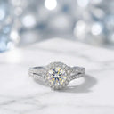 Round Moissanite Ring in Sterling Silver Split