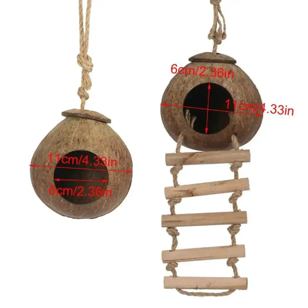 Coconut Shell Bird Nest Hideout Eco Friendly Habitat Home