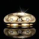 Moissanite Ring in Sterling Silver Wide Bezel Setting