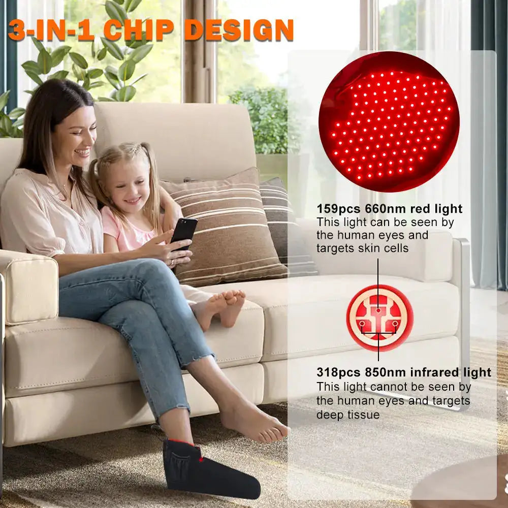 Red Light Therapy for Feet,Infrared Light Therapy Shoes Wraps Toes & Ankle,Led Near Infrared Light Boots,Adjustable Power & Time