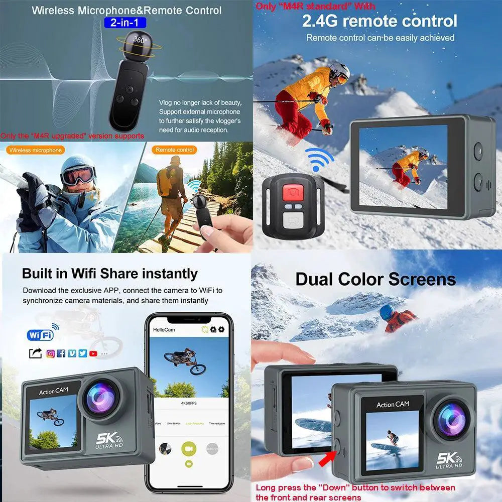 5K Action Camera Capture Adventure With Wireless Mic Remote
