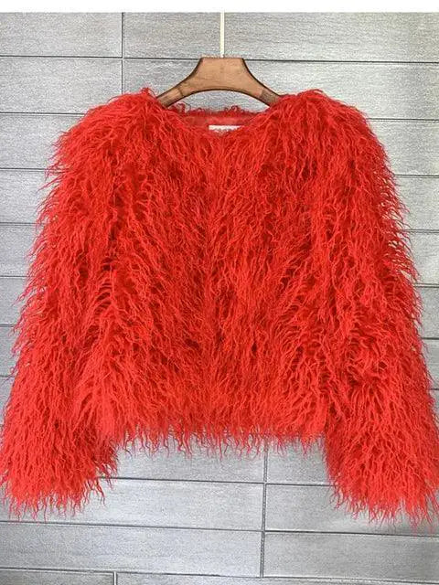 Pink Faux Fur Jacket Elegant Blush Winter Coat For Women