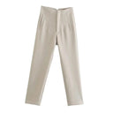 Vintage High Waist Zipper Pencil Pants Classic Women's Trousers