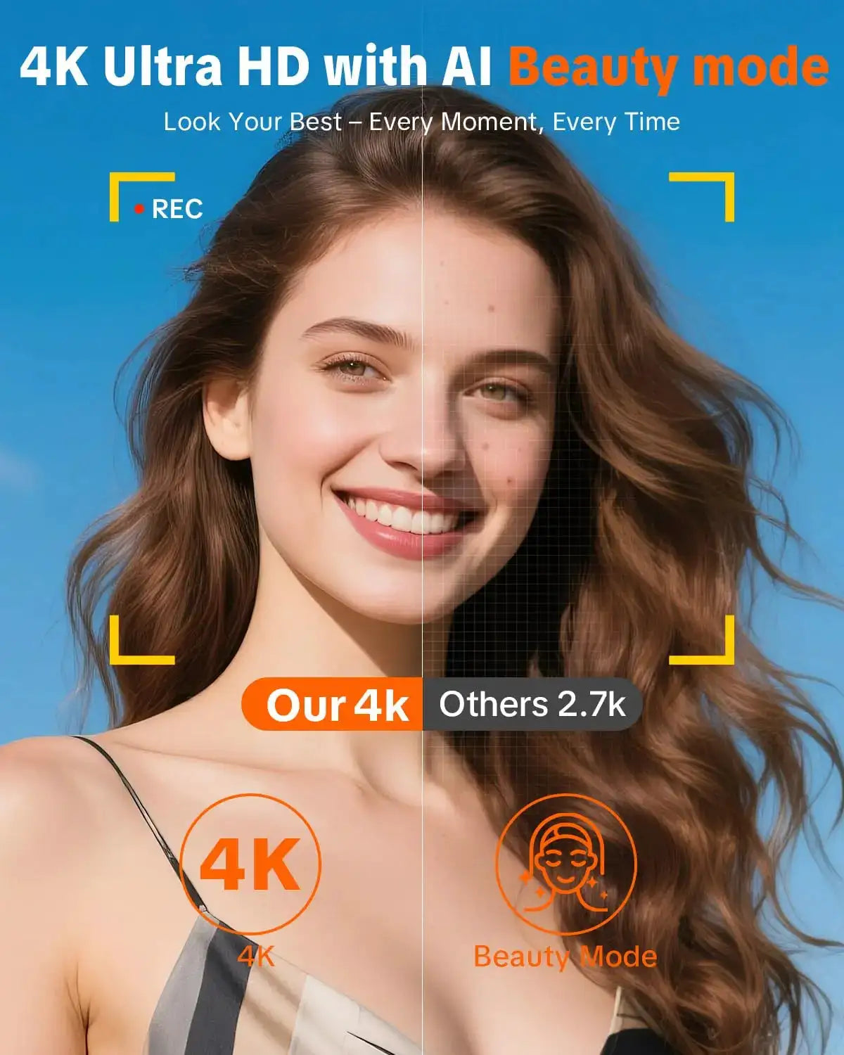 4K Digital Camera for Photography,4k Camera with Ring Light，180° Flip Screen Camera for Vlogging with Beauty Mode,Point and Shoot Digital Cameras for Beginner with SD Card，Christmas Gift