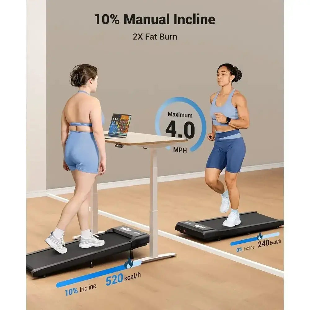 Portable 10% Incline Treadmill, 2.5 HP Under Desk Exercise Pad with Remote and LED Display