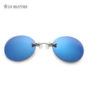 UV400 Clip-On Round Rimless Sunglasses for Men Vintage Mini