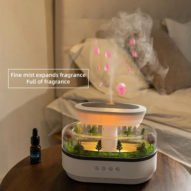 Raindrop Air Humidifier Ultrasonic Essential Oil Diffuser with Colorful Light White Noise Home Bedroom Fragrance Aromatherapy