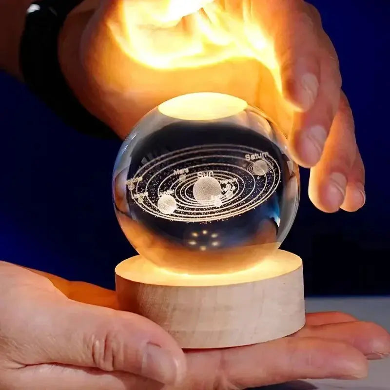 3D Crystal Ball Light Carving Solar System Night Light LED