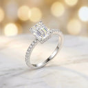 Emerald Moissanite Ring in Sterling Silver