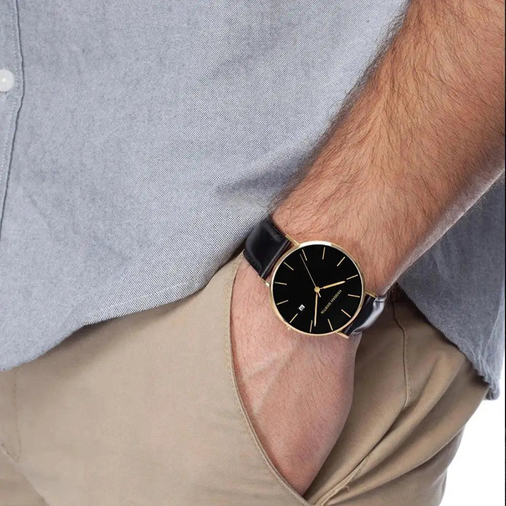 Hannah Martin Dark Blue Leather Watch Japanese Movement