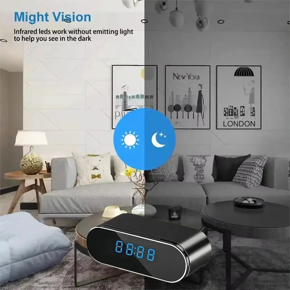 New 4K HD Mini Clock WiFi Camera with Infrared Night Vision, Motion Detection, Remote Viewing, Home Wireless Camera