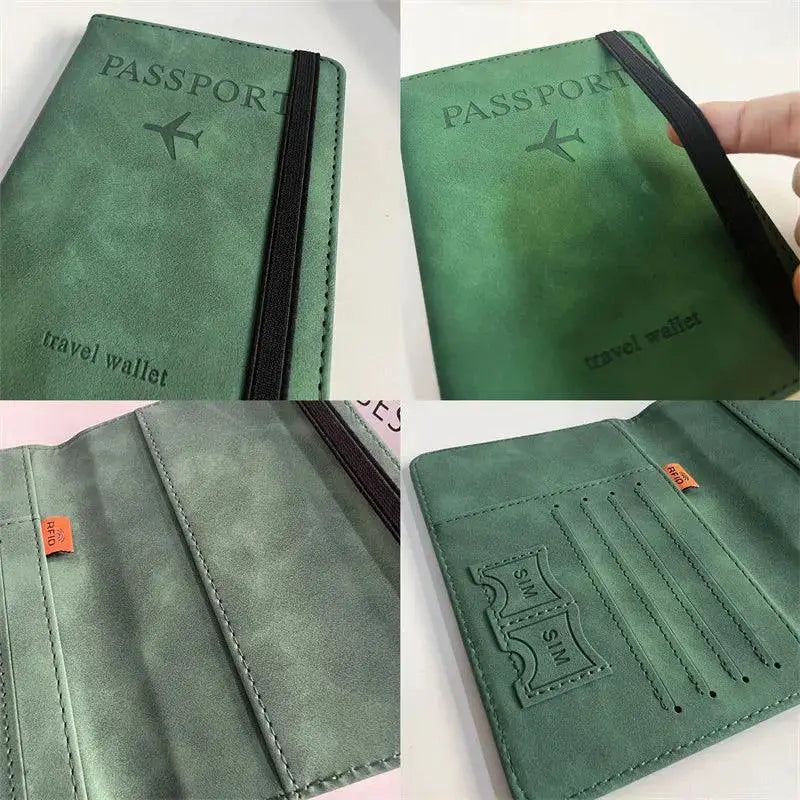 Vintage RFID Passport Holder PU Leather Travel Wallet