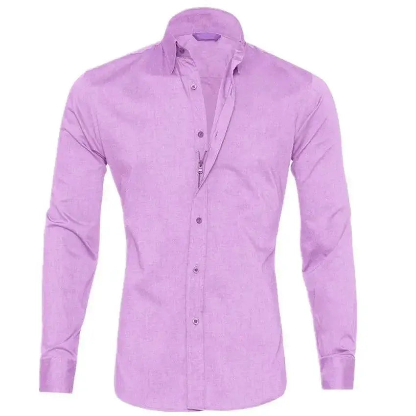 Men's Casual Slim Cotton Zip Long Sleeve Shirt High Quality