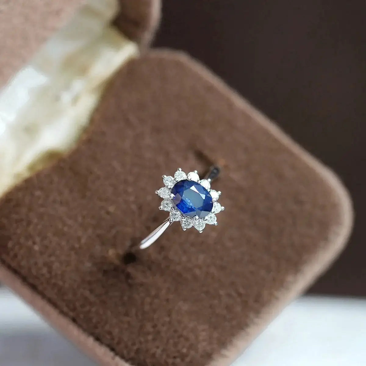 Blue Moissanite Ring in Sterling Silver LYEE — product view 3