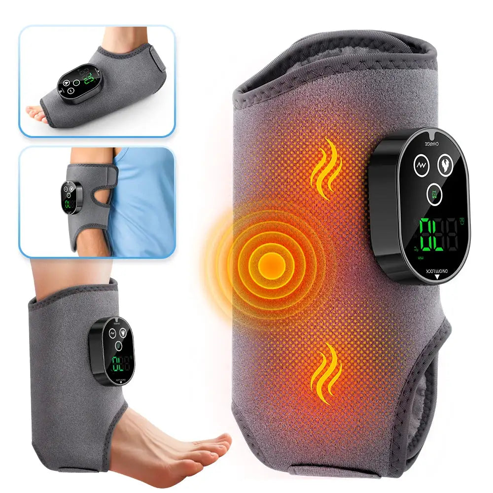 Heated Foot and Ankle Massager 6 Heat Levels 3 Vibration Modes Warm Sole Wrap 3000mAh Cordless Rechargeable