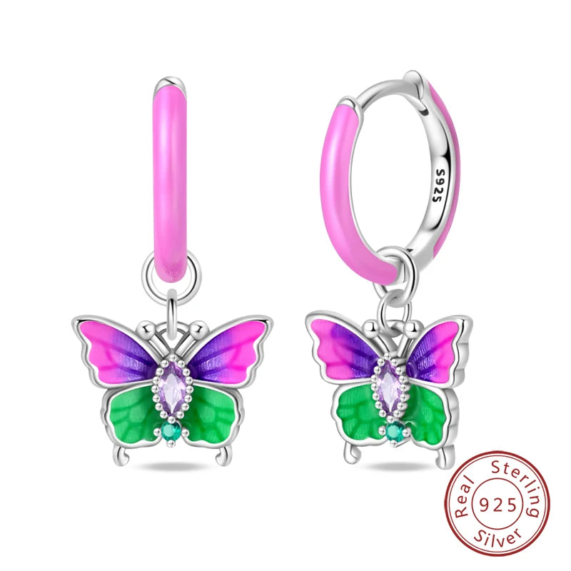 Sterling Silver Colorful Butterfly Dragonfly