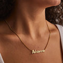 Custom Name Necklace with Curb Chain Gold Stainless Steel