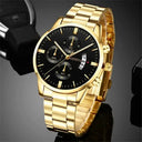 Elegant Gold Calendar Watch Set for Men