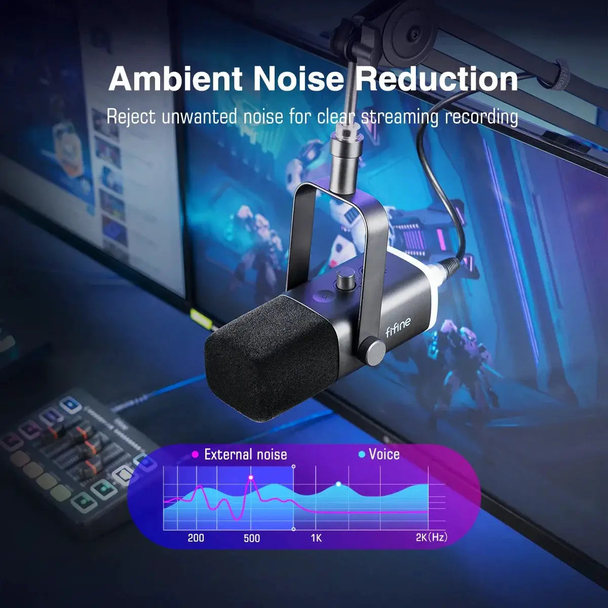 USB XLR Dynamic Microphone With RGB Control AmpliGame AM8