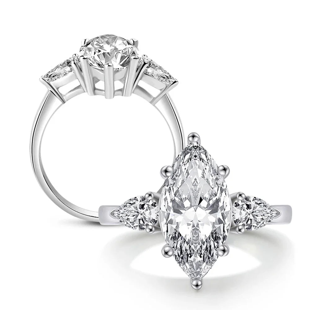 Moissanite Ring in Sterling Silver marquise — product view 3