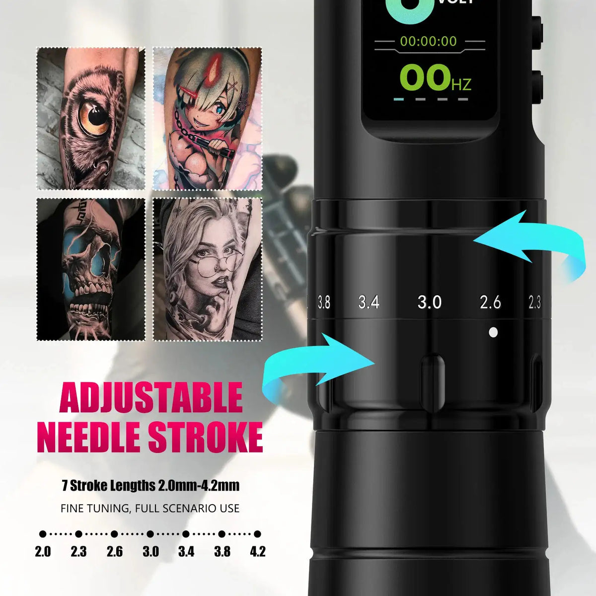 XNET 4 Models 370 Wireless Tattoo Machine Adjustable Strokes 1600mAh Battery Makeup Tattoo Pen Studio For Tattoo Artists