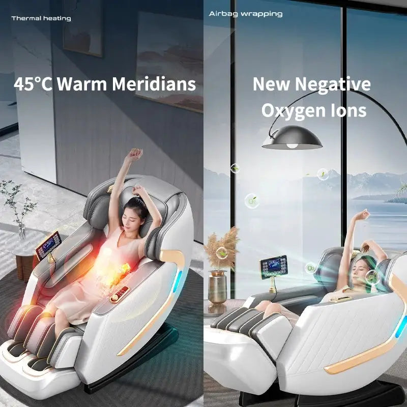 Intelligent Massage Chair Upgraded Electric Extended SL Rail Foot Calf Roller Full Body Airbag Wrapped Zero Gravity Thai Stretch