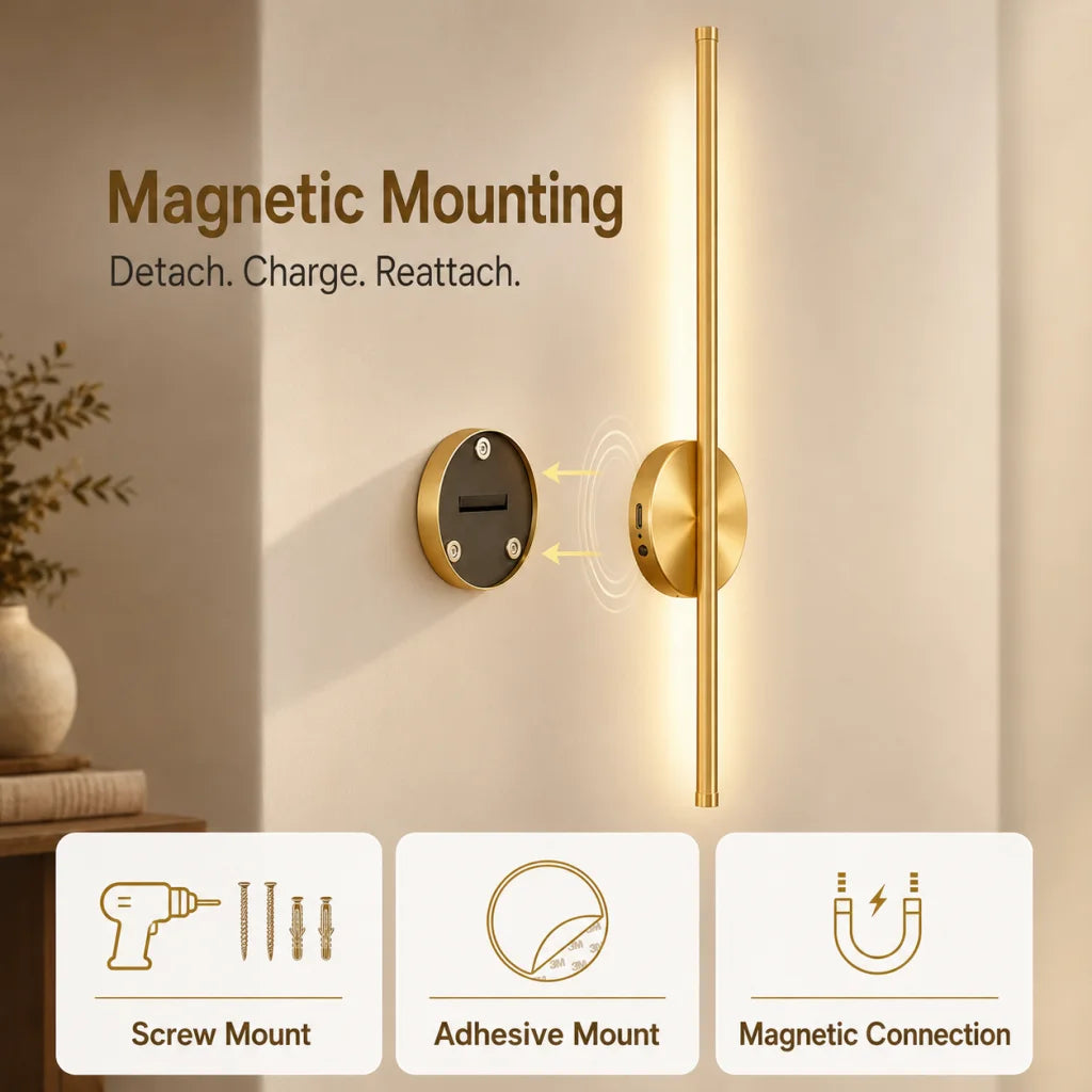 Rechargeable Gold LED Wall Light — product view 6