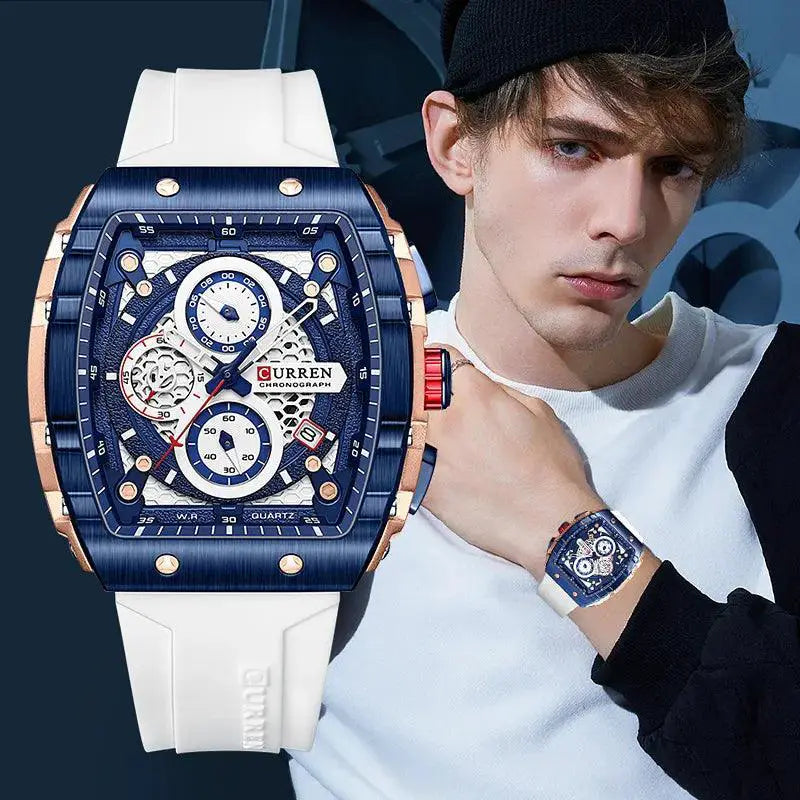 Curren Chronograph Square Dial Men's Wristwatch Luxury