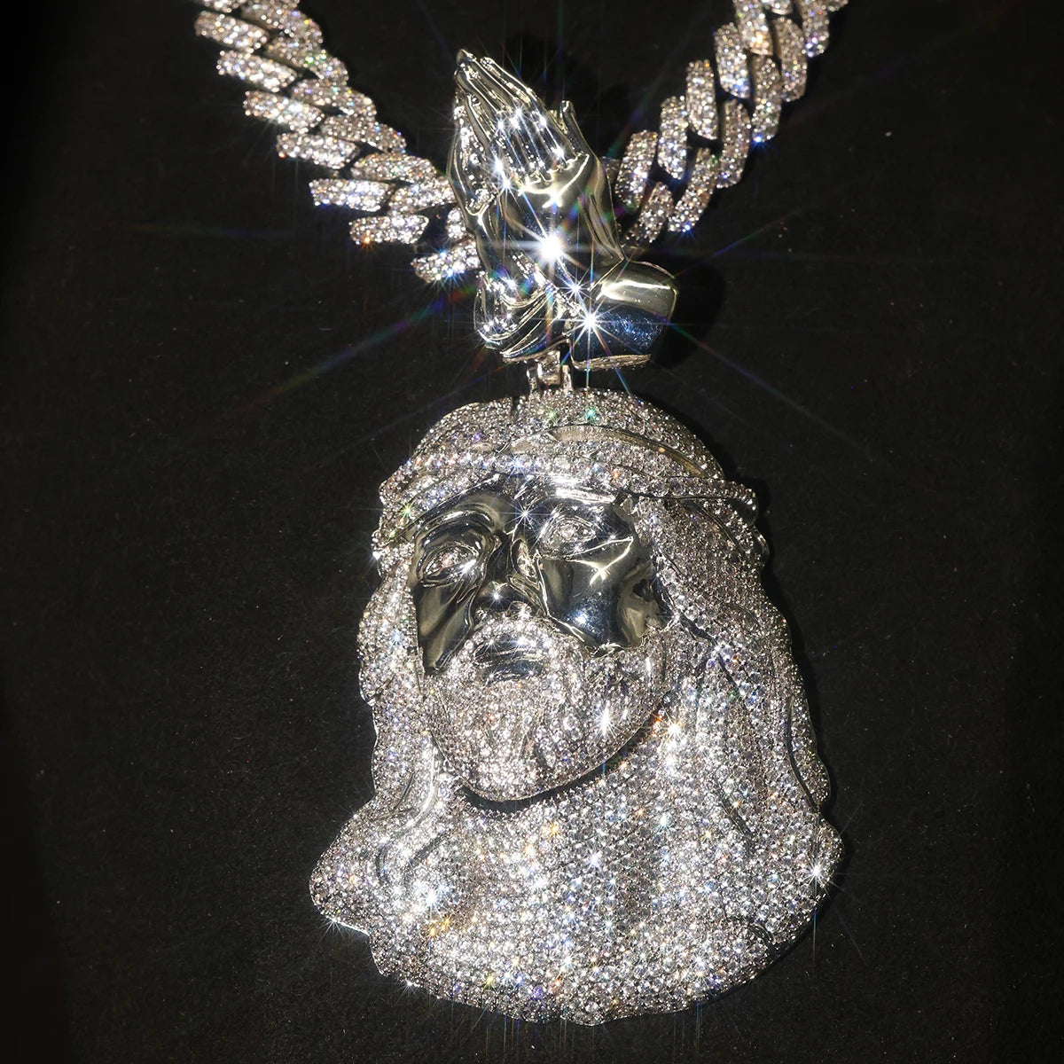 Iced Out Jesus Pendant Praying