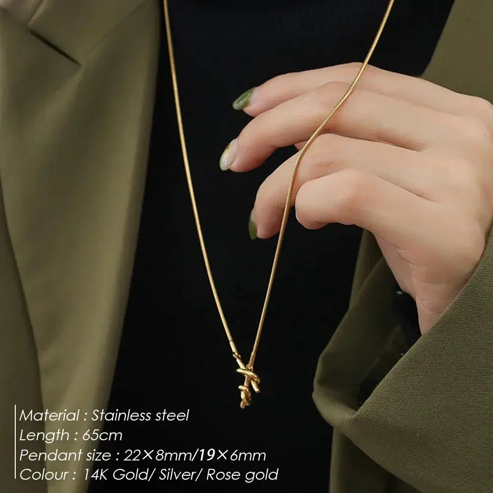 Stainless Steel Y Shaped Collarbone Pendant Necklace